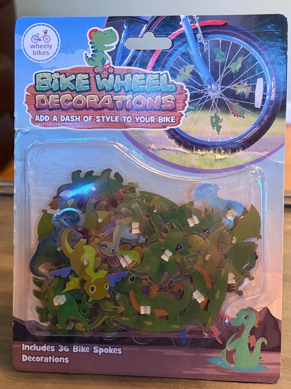 Dinosaur Theme 36 Pcs Wheely Bikes Kids Bike Spoke Decorations Charms NWT - Picture 3 of 9